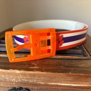 Retro Clemson Tigers Women’s Belt Orange & Purple With Tiger Paws Small
